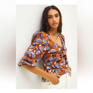 ANTHROPOLOGIE Eva Franco Bird Print Top